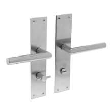 Afbeeldingen van INTERSTEEL Deurkruk recht Hoek 90° ø19mm met schild 250x55x2mm rvs geborsteld 0583