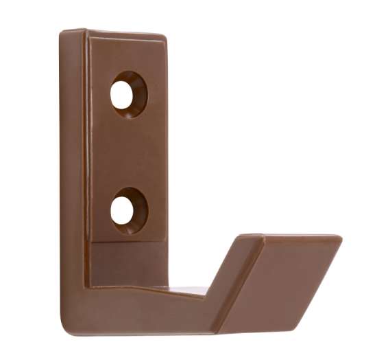Afbeeldingen van Siro Kapstokhaak kunststof - boorafstand 19,5mm/L 51mm/H 58mm/B 18mm bruin 