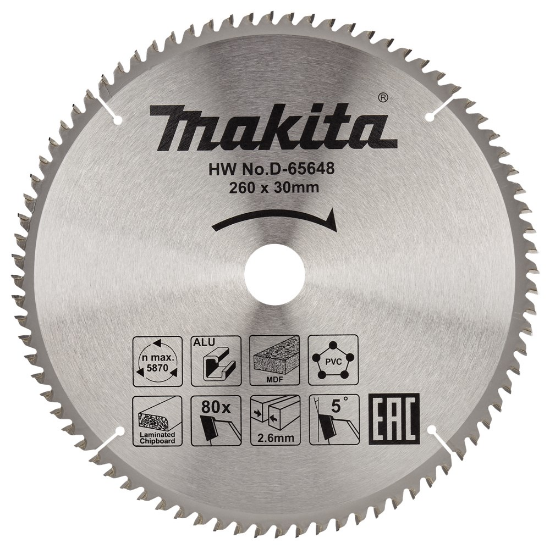Afbeeldingen van Makita Zaagb multi 260x30 80T 5g D-65648