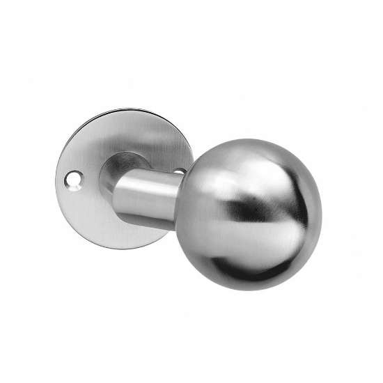 Afbeeldingen van INTERSTEEL Knop bol/schuin vast op rozet plat 2mm RVS 2165