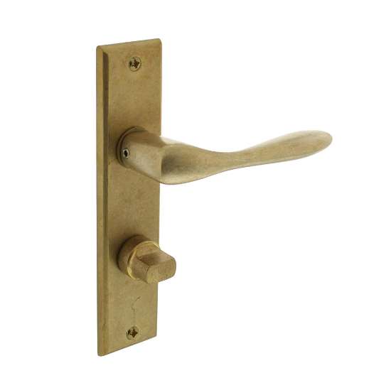 Afbeeldingen van INTERSTEEL Deurkruk Banaan met schild 181x41x7mm WC63/8mm messing getrommeld 0201