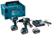 Afbeeldingen van Makita combiset voor boren en schroeven DLX2418TJ - 18V 3x 5.0Ah accu's - Inclusief snellader in Mbox 