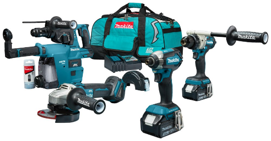 Afbeeldingen van Makita DLX4155TX1 LXT 18 V combiset voor allround tot zwaar boor, schroef en slijpwerk