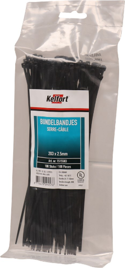 Afbeeldingen van Kelfort bundelbandjes - 2.5x200mm - zwart UV-bestendig