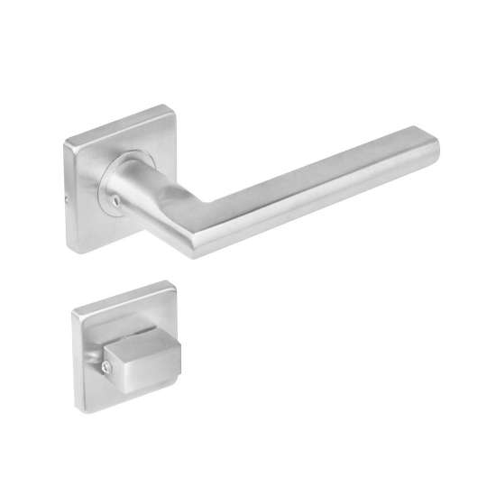 Afbeeldingen van INTERSTEEL Deurkruk hoek 90 plat op rozet vierkant wc8 rvs 1252