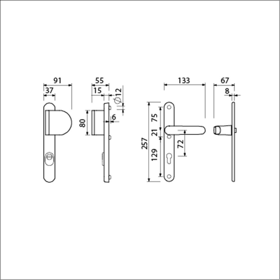 Afbeeldingen van Ami Veiligheids beslag 257/37/2 kerntrekbeveiliging Duwer 90/83 rechts - PC72 - F1 