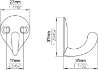 Afbeeldingen van Siro Kapstokhaak metaal - boorafstand 17mm/L 37mm/H 32mm/B 28mm messing glanzend 