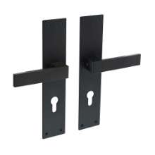 Afbeeldingen van INTERSTEEL Deurkruk Amsterdam met schild 250x55x2mm zwart 0571