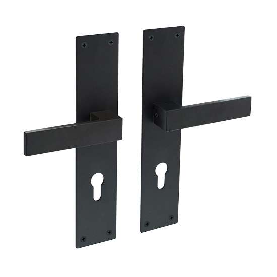 Afbeeldingen van INTERSTEEL Deurkruk Amsterdam met schild 250x55x2mm zwart 0571