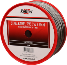 Afbeeldingen van Kelfort Staalkabel - 3mm 200 meter - 7x7 vlechtvorm RVS 