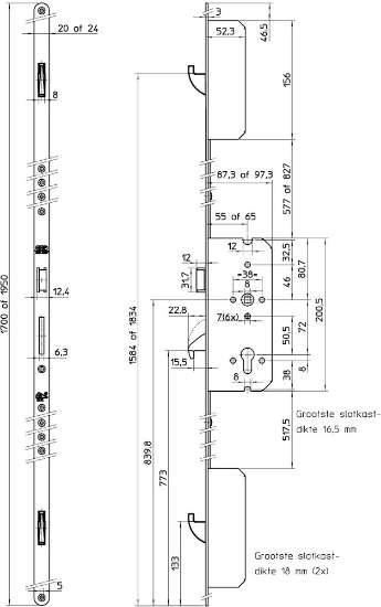 Afbeeldingen van Veiligheidsmeerpuntssluiting, Excellence line cilinderbediend, PC-uitsparing