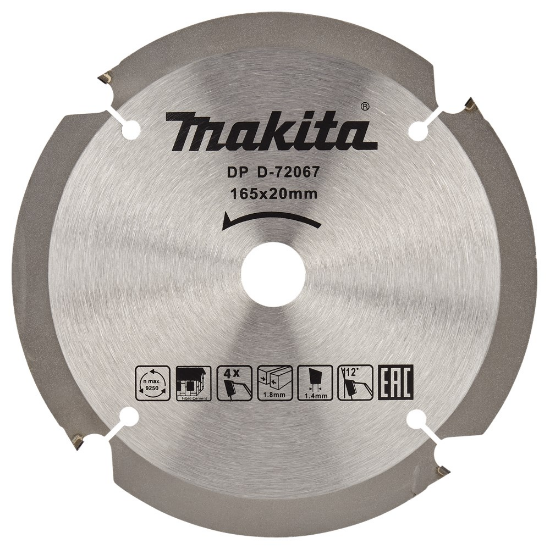 Afbeeldingen van Makita Zaagb PCD 165x20x1,8 4T 12g D-72067