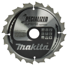 Afbeeldingen van Makita zaagblad - Ø190x30x2.0mm HM 16 Tands 25° - voor contructiehout met spijkers en gasbeton