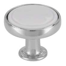 Afbeeldingen van Siro Meubelknop metaal - L 30mm/H 25mm/B 30mm chroom glanzend/wit 