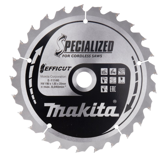 Afbeeldingen van Makita afkortzaagblad efficut HM - 190X20x1,85mm 25 Tands 10° - voor Hout