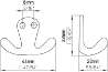 Afbeeldingen van Siro Kapstokhaak metaal - boorafstand 8mm/L 33mm/H 22mm/B 44mm - gepolijst aluminium 