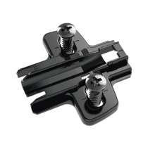 Afbeeldingen van Hettich Kruismontageplaat met hoogteverstelling m.b.v. slobgat, in obsidiaanzwart, Rijboring 37 x 32 mm, met euroschroeven (voor boringen ø 5 x 12 mm), dikte 3,0 mm