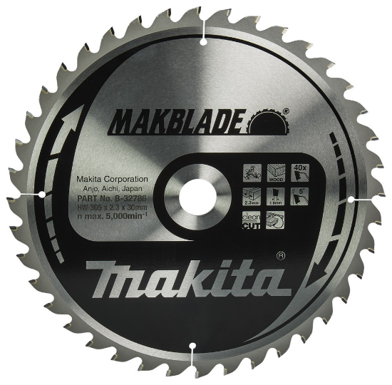 Afbeeldingen van Makita zaagblad B-32786  - Ø305X30X2.3mm 40 tands - geschikt voor hout