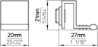 Afbeeldingen van Siro Spiegeldeurgreep metaal - L 27mm/H 21mm/B 20mm RVS effect/wit 