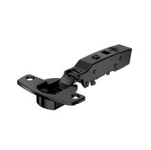 Afbeeldingen van Hettich Sensys scharnier voor dikke deuren, deurdikte tot 32 mm, veerloos (Sensys 8661), in obsidiaanzwart, opliggend, Openingshoek  95°, voor schroefbevestiging (-)