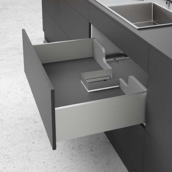 Afbeeldingen van Hettich Metalen omranding voor sifonuitsparing - hoekig, zilver