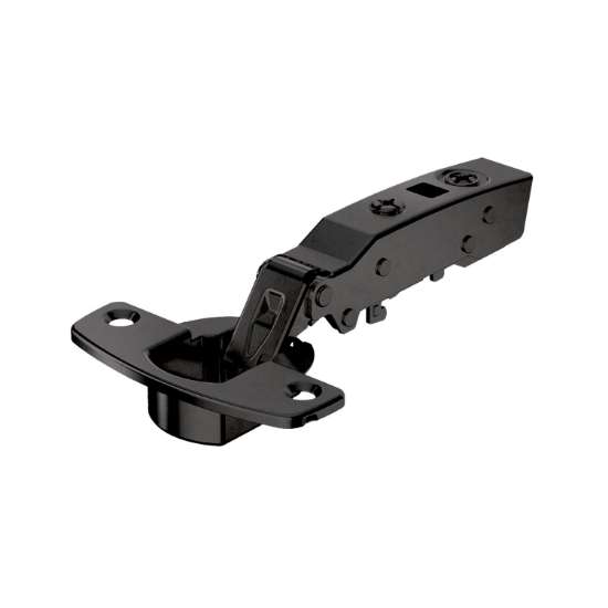 Afbeeldingen van Hettich Sensys 110°-scharnier met geïntegreerde demping (Sensys 8645i), in obsidiaanzwart, opliggend, openingshoek 110°, TH-boorbeeld 52 x 5,5 mm, voor schroefbevestiging (-)