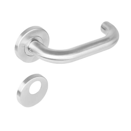 Afbeeldingen van INTERSTEEL Deurkruk Rond op rond rozet staal met 7mm nok met RC plaatjes rvs 1271