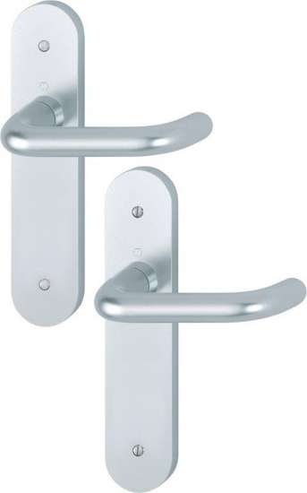 Afbeeldingen van Hoppe Binnendeurgarnituur aluminium op schild Paris 138L/3056RF-3 - Blind - F1