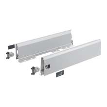 Afbeeldingen van Hettich ArciTech Schuif- / frontlade, setverpakking, ladezijwand hoogte 126 x NL 400 mm, zilver, links en rechts
