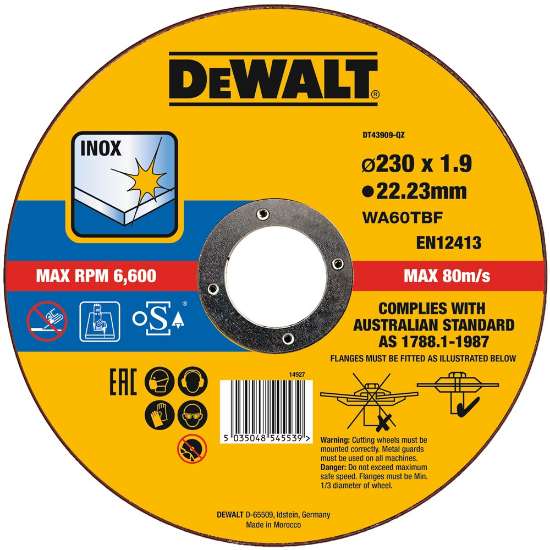 Afbeeldingen van DeWALT Doorslijpschijf inox DT43909