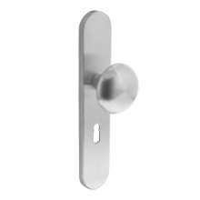 Afbeeldingen van INTERSTEEL Knop Paddenstoel op schild met nok sleutelgat 56 mm rvs geborsteld 2697