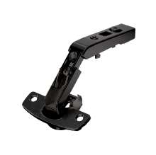 Afbeeldingen van Hettich Scharnier voor hoekkastvouwdeuren veerloos (Intermat 9930), in obsidiaanzwart, opliggend, Openingshoek 50° / 65°, TH-boorbeeld 52 x 5,5 mm, voor schroefbevestiging (-)