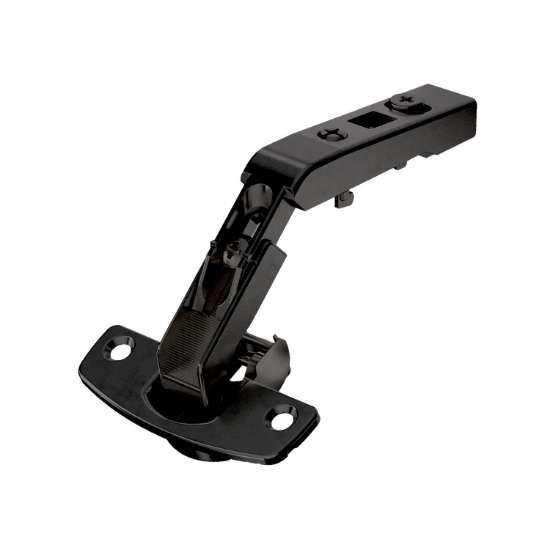 Afbeeldingen van Hettich Scharnier voor hoekkastvouwdeuren veerloos (Intermat 9930), in obsidiaanzwart, opliggend, Openingshoek 50° / 65°, TH-boorbeeld 52 x 5,5 mm, voor schroefbevestiging (-)