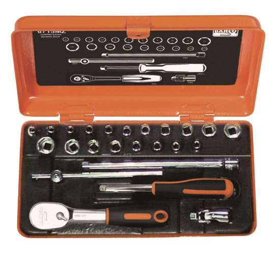 Afbeeldingen van Bahco dopsleutelset 25 delig 1/4'' met metalen doos