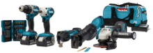 Afbeeldingen van Makita 18 V Combiset voor (slag)schroeven, boren, slijpen en zagen en met multitool DLX5068TX1