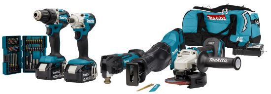 Afbeeldingen van Makita 18 V Combiset voor (slag)schroeven, boren, slijpen en zagen en met multitool DLX5068TX1