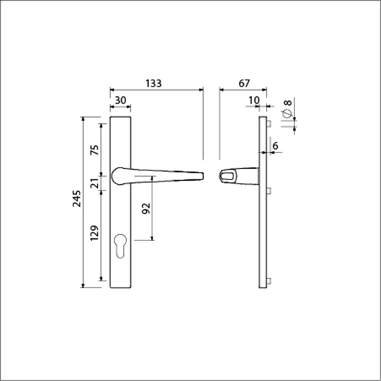 Afbeeldingen van Ami Smalschild 245/30 Deurkruk 357 vastdraaibaar M5 - PC92 Deurdikte 53/57mm - F1 