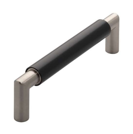 Afbeeldingen van Siro Meubelgreep metaal - boorafstand 128mm/L 140mm/H 37mm/B 16mm zwart/RVS-effect 