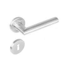 Afbeeldingen van INTERSTEEL Deurkruk 1283 Girona op rond rozet staal met 7mm nok met sleutelgat plaatjes RVS 1283