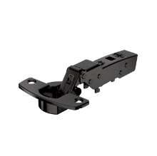 Afbeeldingen van Hettich Sensys 110°-scharnier met geïntegreerde demping (Sensys 8645i), in obsidiaanzwart, half opliggend, openingshoek 110°, TH-boorbeeld 52 x 5,5 mm, voor schroefbevestiging (-)