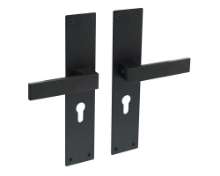 Afbeeldingen van INTERSTEEL Deurkruk Amsterdam met schild 250x55x2mm zwart 0571