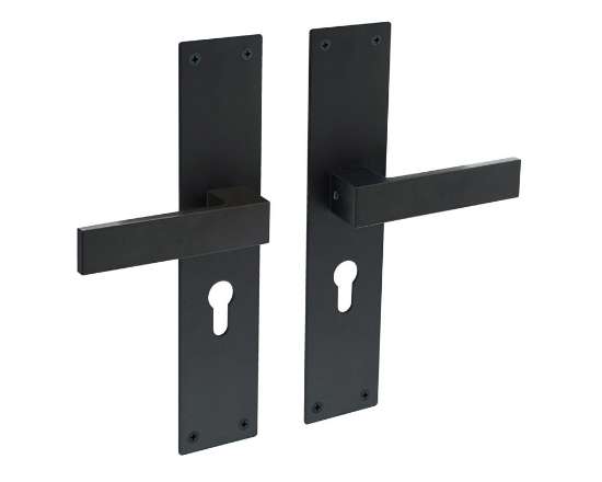 Afbeeldingen van INTERSTEEL Deurkruk Amsterdam met schild 250x55x2mm zwart 0571