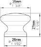 Afbeeldingen van Siro Meubelknop hout - L 35mm/H 27mm/B 35mm beuken wit gelakt 