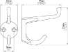 Afbeeldingen van Siro Kapstokhaak metaal - boorafstand 19mm/L 72mm/H 75mm/B 32mm chroom glanzend 