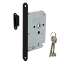 Afbeeldingen van INTERSTEEL Woningbouw magneet klavier dag- en nachtslot 55mm, voorplaat afgerond zwart, 20x175, doorn 50mm incl 9572