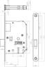Afbeeldingen van INTERSTEEL Woningbouw klavier kastslot 55mm, voorplaat afgerond zwart gelakt, 20x175, doorn 50mm incl. sluitpla 9548