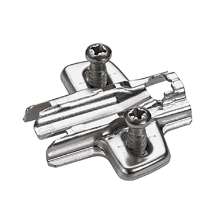 Afbeeldingen van Hettich Kruismontageplaat met hoogteverstelling m.b.v. slobgat, vernikkeld, Rijboring 37 x 32 mm, met euroschroeven (voor boringen ø 5 x 12 mm), dikte 5,0 mm