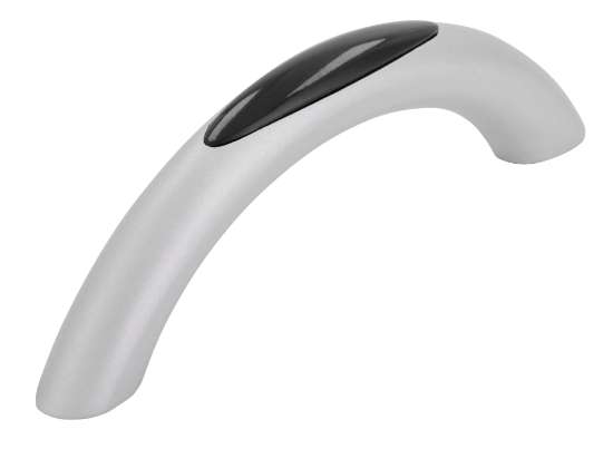 Afbeeldingen van Siro Meubelgreep metaal - boorafstand 64mm/L 81mm/H 26mm/B 9mm - aluminium/zwart 