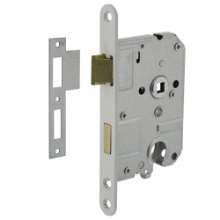 Afbeeldingen van INTERSTEEL Woningbouw cilinder dag- en nachtslot 55mm, voorplaat afgerond wit gelakt, 20x175, doorn 50mm incl. 9544