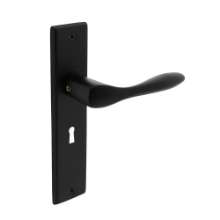 Afbeeldingen van INTERSTEEL Deurkruk Banaan met schild 181x41x7mm sleutelgat 56mm mat zwart 0201